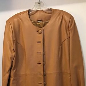 Two piece brown leather suit